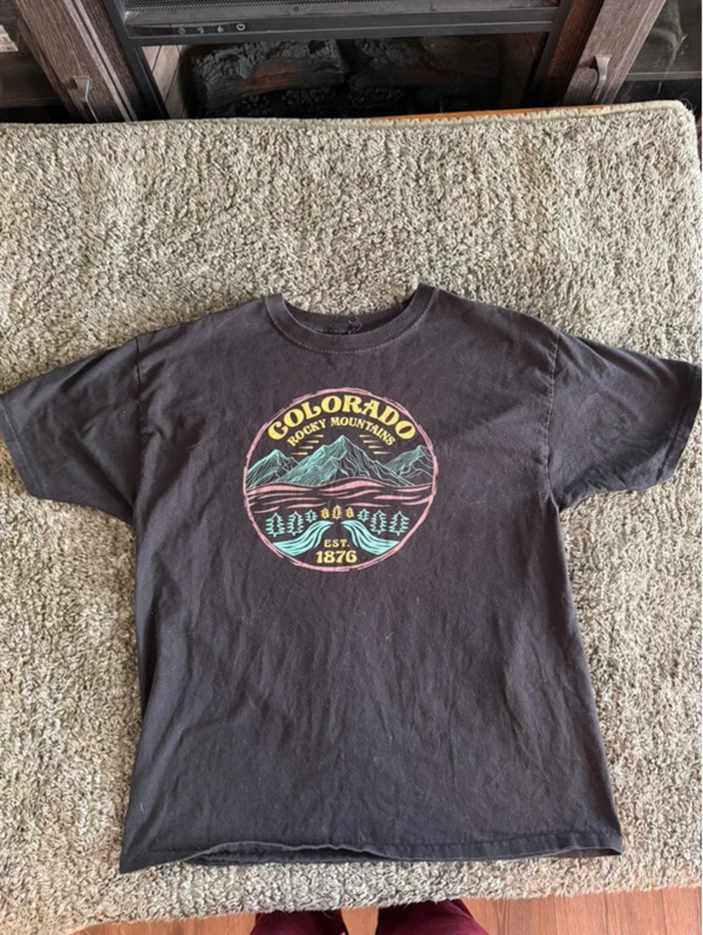 H&M Black Colorado Rocky Mountains Graphic T-Shirt Large
